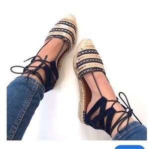 Patrizia by spring step embroidered lace up espadrilles